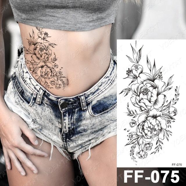 Waterproof Temporary Black Tattoo Sticker Peony Flower Snake Sketch Luxury Big Tattoo For Womens - STEVVEX Beauty - 103, Arm Tattoo, Beauty, Big Tattoo, Black Tattoos, Body Tattoo, Extra Large Tattoo, Fashion Tattoo, Flower Tattoo, Girls Tattoo, Large Black Tattoo, Leg Tattoo, Lotus Tattoo, Luxury Tattoo, Modern Tatoos, Sketch Tattoo, Stylish Tattoo, Tattoo, Waterproof Tattoo, Women Tattoo, Womens Tattoo - Stevvex.com