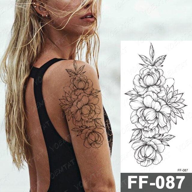 Waterproof Temporary Black Tattoo Sticker Peony Flower Snake Sketch Luxury Big Tattoo For Womens - STEVVEX Beauty - 103, Arm Tattoo, Beauty, Big Tattoo, Black Tattoos, Body Tattoo, Extra Large Tattoo, Fashion Tattoo, Flower Tattoo, Girls Tattoo, Large Black Tattoo, Leg Tattoo, Lotus Tattoo, Luxury Tattoo, Modern Tatoos, Sketch Tattoo, Stylish Tattoo, Tattoo, Waterproof Tattoo, Women Tattoo, Womens Tattoo - Stevvex.com