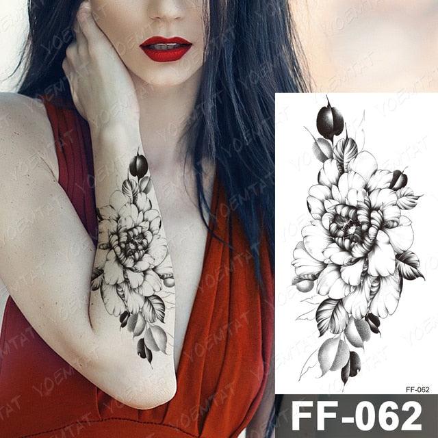 Waterproof Temporary Black Tattoo Sticker Peony Flower Snake Sketch Luxury Big Tattoo For Womens - STEVVEX Beauty - 103, Arm Tattoo, Beauty, Big Tattoo, Black Tattoos, Body Tattoo, Extra Large Tattoo, Fashion Tattoo, Flower Tattoo, Girls Tattoo, Large Black Tattoo, Leg Tattoo, Lotus Tattoo, Luxury Tattoo, Modern Tatoos, Sketch Tattoo, Stylish Tattoo, Tattoo, Waterproof Tattoo, Women Tattoo, Womens Tattoo - Stevvex.com