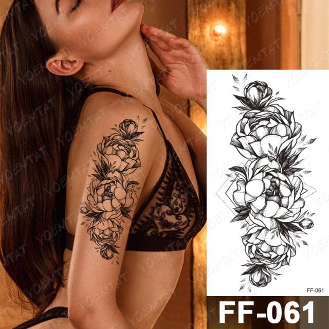 Waterproof Temporary Black Tattoo Sticker Peony Flower Snake Sketch Luxury Big Tattoo For Womens - STEVVEX Beauty - 103, Arm Tattoo, Beauty, Big Tattoo, Black Tattoos, Body Tattoo, Extra Large Tattoo, Fashion Tattoo, Flower Tattoo, Girls Tattoo, Large Black Tattoo, Leg Tattoo, Lotus Tattoo, Luxury Tattoo, Modern Tatoos, Sketch Tattoo, Stylish Tattoo, Tattoo, Waterproof Tattoo, Women Tattoo, Womens Tattoo - Stevvex.com