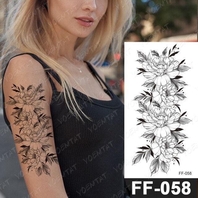 Waterproof Temporary Black Tattoo Sticker Peony Flower Snake Sketch Luxury Big Tattoo For Womens - STEVVEX Beauty - 103, Arm Tattoo, Beauty, Big Tattoo, Black Tattoos, Body Tattoo, Extra Large Tattoo, Fashion Tattoo, Flower Tattoo, Girls Tattoo, Large Black Tattoo, Leg Tattoo, Lotus Tattoo, Luxury Tattoo, Modern Tatoos, Sketch Tattoo, Stylish Tattoo, Tattoo, Waterproof Tattoo, Women Tattoo, Womens Tattoo - Stevvex.com