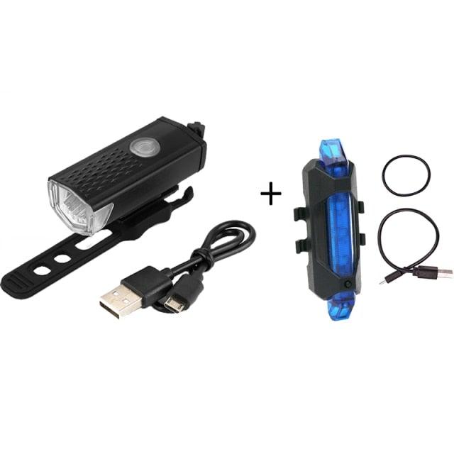 Waterproof USB LED Rechargeable Set Bicycle Lamp Mountain Cycle Front Back Headlight Lamp Flashlight Bike Powerful Bicycle Front Headlight And Back Taillight Fast Disassembly Bicycle LED Light For Road Mountain Cycling