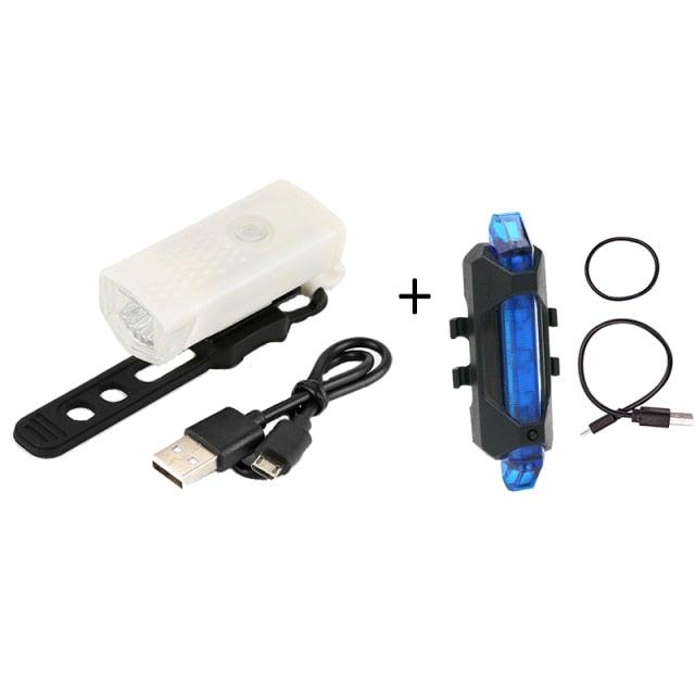 Waterproof USB LED Rechargeable Set Bicycle Lamp Mountain Cycle Front Back Headlight Lamp Flashlight Bike Powerful Bicycle Front Headlight And Back Taillight Fast Disassembly Bicycle LED Light For Road Mountain Cycling