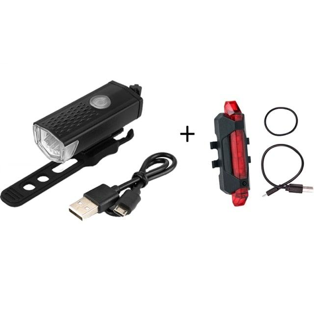 Waterproof USB LED Rechargeable Set Bicycle Lamp Mountain Cycle Front Back Headlight Lamp Flashlight Bike Powerful Bicycle Front Headlight And Back Taillight Fast Disassembly Bicycle LED Light For Road Mountain Cycling