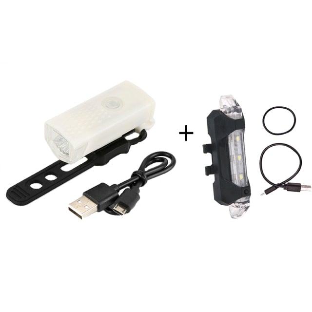 Waterproof USB LED Rechargeable Set Bicycle Lamp Mountain Cycle Front Back Headlight Lamp Flashlight Bike Powerful Bicycle Front Headlight And Back Taillight Fast Disassembly Bicycle LED Light For Road Mountain Cycling