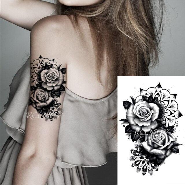 Waterproof Womens Temporary Sticker Tattoo Flower Rose Realistic Sketches For Arm Hand - STEVVEX Beauty - 103, 3D Tattoo, Animal Tattoo, Arm Tattoo, Beauty, Big Tattoo, Black Tattoos, Body Tattoo, Boys Tattoo, Fashion Tattoo, Flower Tattoo, Girls Tattoo, Leg Tattoo, Luxury Tattoo, Men Tattoo, Mens Tattoo, Realistic Tattoo, Sketch Tattoo, Stylish Tattoo, Tattoo, Waterproof Tattoo, Women Tattoo, Womens Tattoo - Stevvex.com