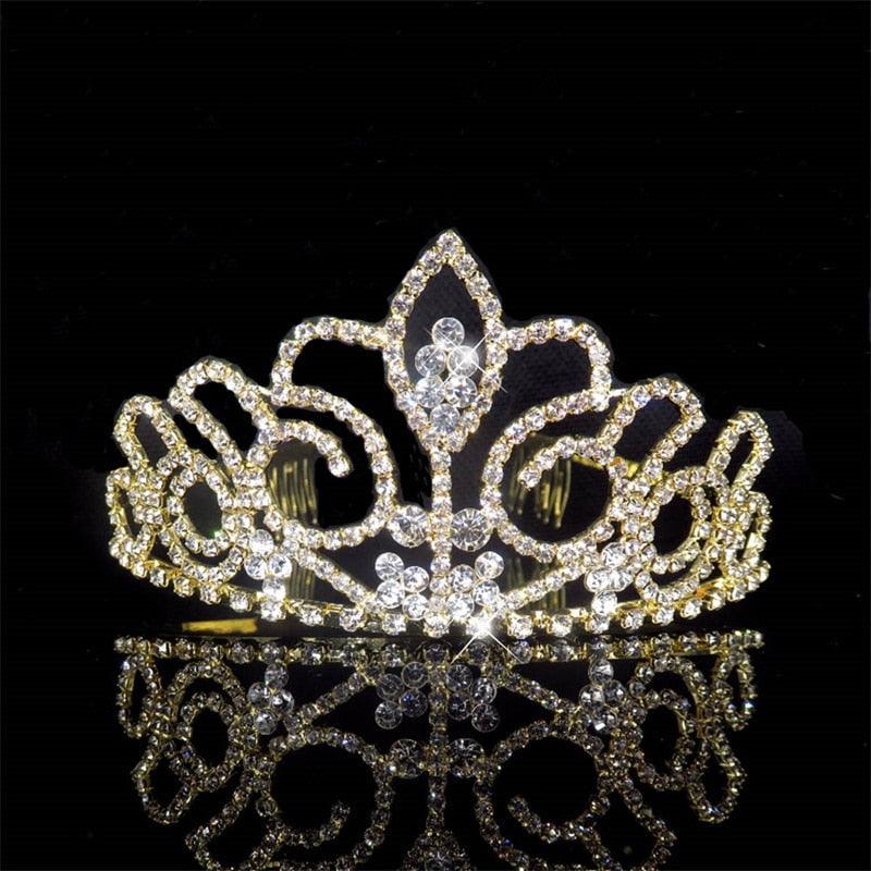 Wedding Bridal Princess Crystal Tiara Crown Veil Hair Accessory For Girls Children Tiara Crown Hair Jewelry Blossom Pageant Rhinestone Crystal Metal Tiara Crown