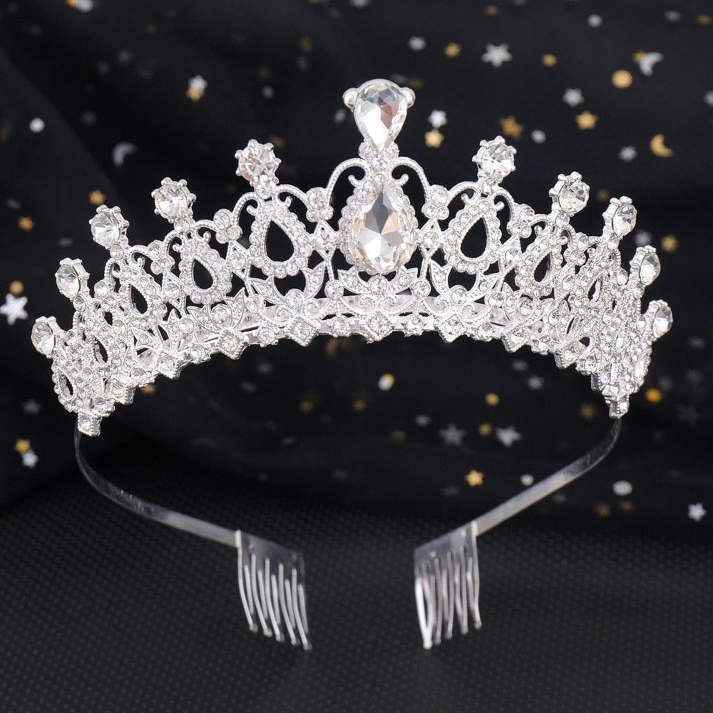 Wedding Hair Accessories Crystal Rhinestone Crowns With Combs Queen Princess Tiaras Head Jewelry Bridal Girls Wedding Tiara Crystal Rhinestones Crown With Comb Bridal Pageant Birthday Princess Tiara Headband