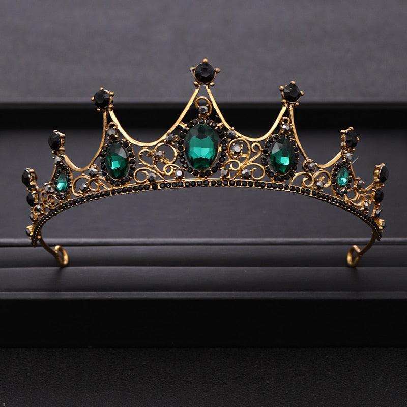 Wedding Hair Accessories Rhinestone Crystal Crown Tiara Wedding Crown Headdress Party Crown Bridal Hair Jewelry Tiaras Wedding Crowns Green Tiara Hair Green Crown For Birthday Gift Bridal Headdress Banquet And Birthday Party