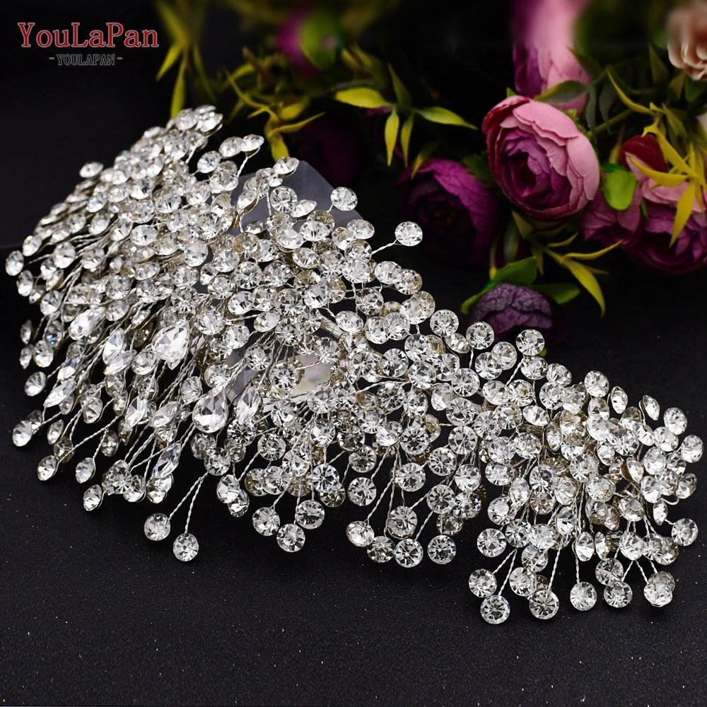 Wedding Headwear Necklace Earrings Jewelry Set Bride Headbands Rhinestone Headpiece Bridal Tiaras And Crowns Silver Rhinestone Wedding Headpiece For Women Handmade Bridal Headband Hair Accessories