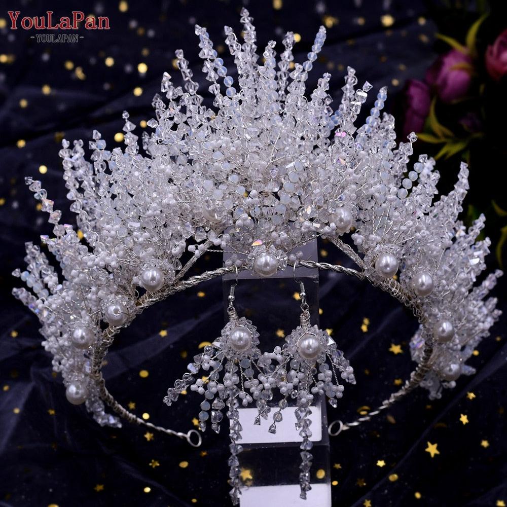 Wedding Headwear Necklace Earrings Jewelry Set Bride Headbands Rhinestone Headpiece Bridal Tiaras And Crowns Silver Rhinestone Wedding Headpiece For Women Handmade Bridal Headband Hair Accessories