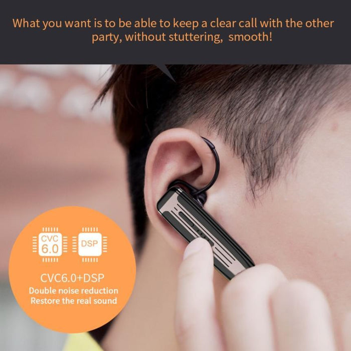 White Lightweight Ear Hanging Wireless Headset Long Standby Single Ear-hook Hands-free Design Anti-noise Earphone Improved Comfort Long Wireless Range Bluetooth Single-Ear Connect To Your Cell Phone Quality Battery 300mAh