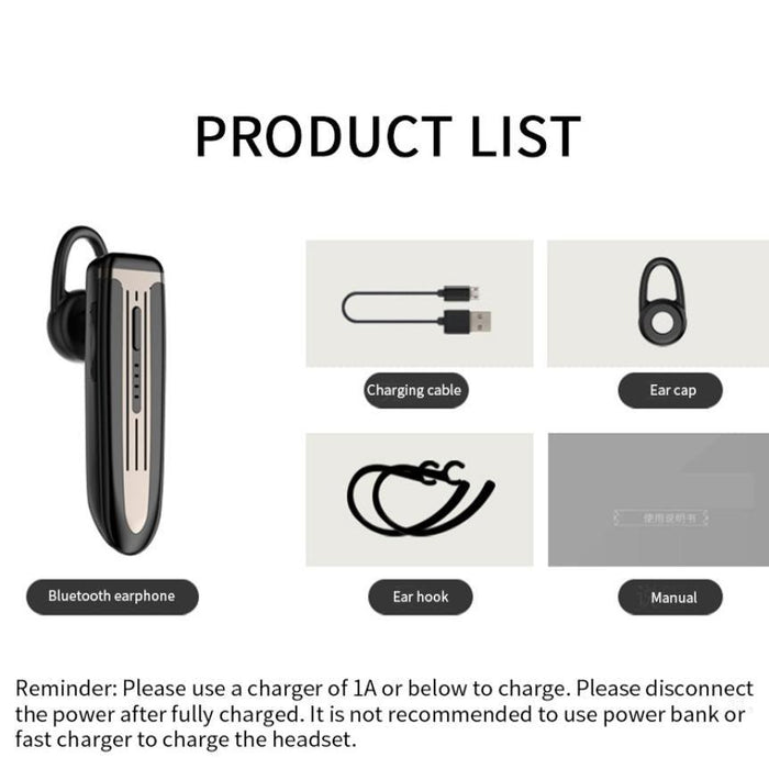 White Lightweight Ear Hanging Wireless Headset Long Standby Single Ear-hook Hands-free Design Anti-noise Earphone Improved Comfort Long Wireless Range Bluetooth Single-Ear Connect To Your Cell Phone Quality Battery 300mAh