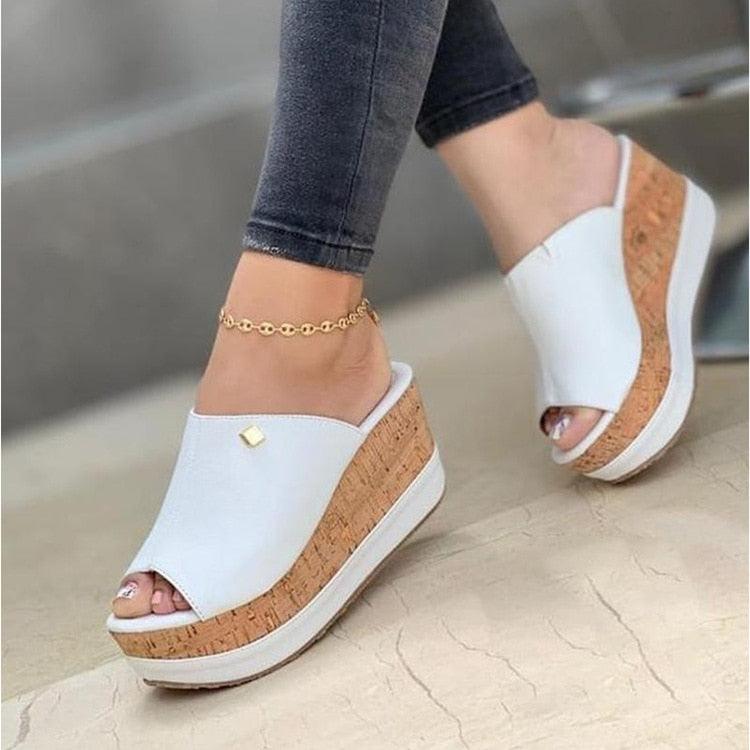 White Modern Women Shoes Summer Peep Toe Sandals Fashion Platform Slippers Outdoor Casual Flip Flops Women Shoes Summer Open Toe Sandals Fashion Platform Slippers Outdoor Casual  Sandals