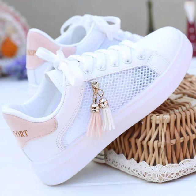 White Women Breathable Sneakers Casual Sports Flat Low Top Sneaker Lace-up Classic Shoes Girls Comfortable Women's Casual Flats Elegant Soft Walking Sneakers