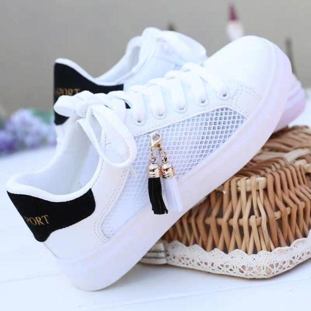 White Women Breathable Sneakers Casual Sports Flat Low Top Sneaker Lace-up Classic Shoes Girls Comfortable Women's Casual Flats Elegant Soft Walking Sneakers