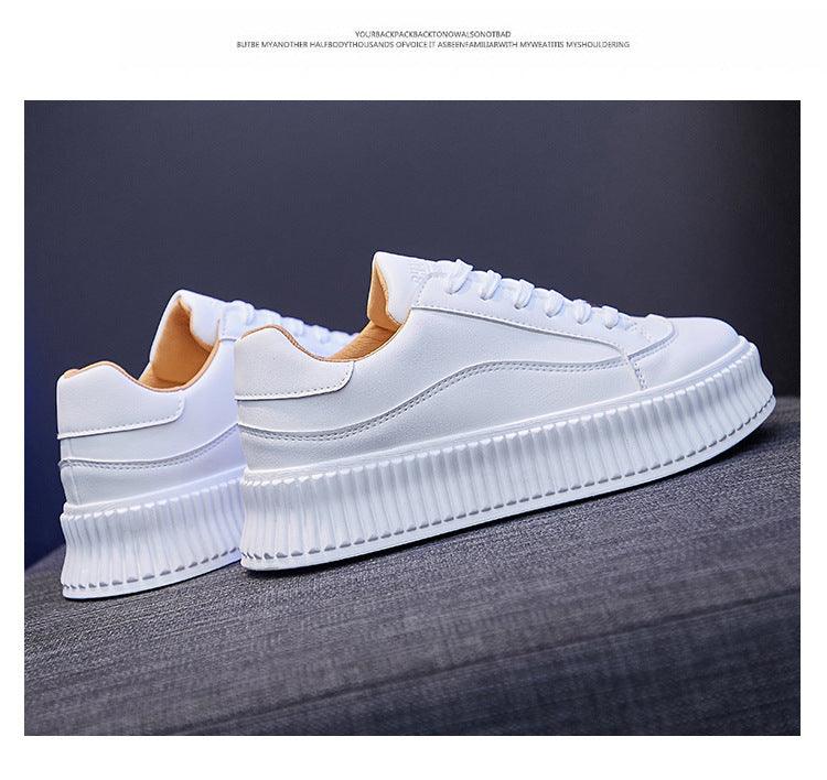 White Women Spring Running Thick Shoes Woman Comfortable Sneakers Leather Spring Flats Trainers Outdoor Vulcanize Slip On Trainers Fashion Platform Sneakers