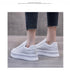 White Women Spring Running Thick Shoes Woman Comfortable Sneakers Leather Spring Flats Trainers Outdoor Vulcanize Slip On Trainers Fashion Platform Sneakers