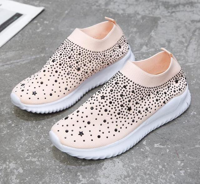 White Womens Crystal Sneakers Spring Autumn Casual Zipper Flat Shoes Non-slip Breathable Outdoor Espadrilles Breathable Mesh Simple Design Slip-On Shoes Women Mesh Casual Espadrilles