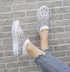 White Womens Crystal Sneakers Spring Autumn Casual Zipper Flat Shoes Non-slip Breathable Outdoor Espadrilles Breathable Mesh Simple Design Slip-On Shoes Women Mesh Casual Espadrilles