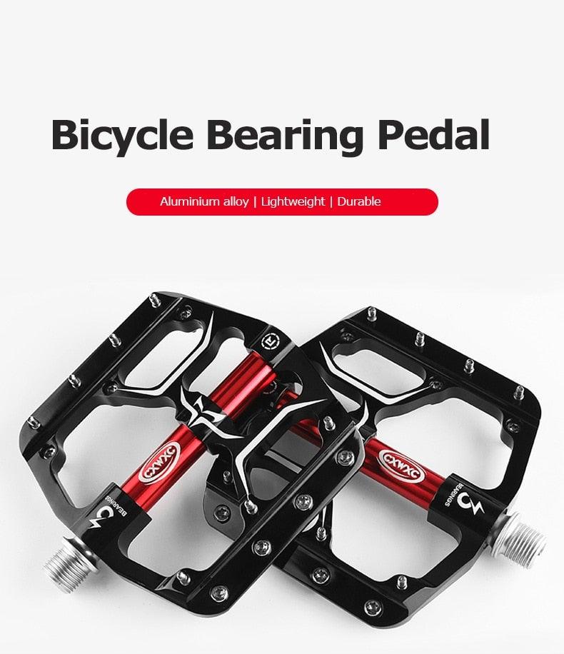 Wide Flat Mountain Road Cycling Bicycle Bike Pedal 3 Sealed Bearings 9/16 in Aluminum With Removable Antiskid Cleats Mountain Bike Pedal Platform Flat Bicycle Pedals Aluminum Alloy Non-Slip Metal Bike Pedals With 3 Bearings For Road