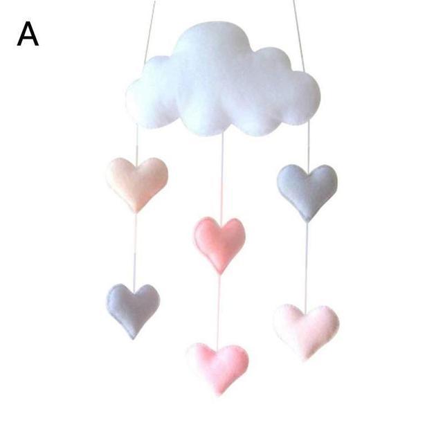 Wind Chimes Handmade Cloud Felt Love Pendant Baby Children Cloud Bed Bell Mobile Crib Jewelry Creative Pendant  Bedroom Loving Ceiling Hanging Heart Decor Girls Wind Chime Nursery Decoration