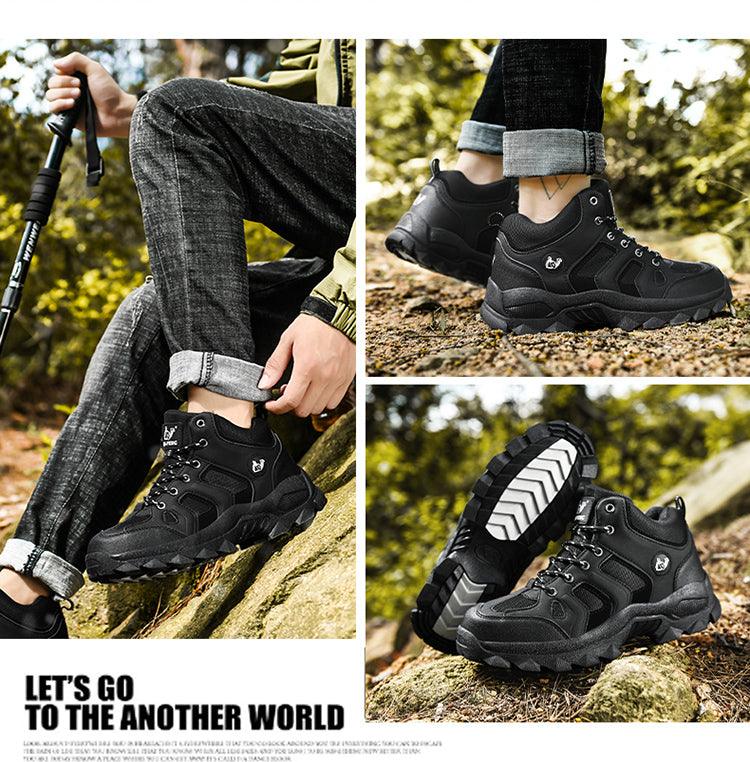 Winter Ankle Boots Mens Snow Warm Fur Leather Hiking Boots Outdoor Hunting Men's Work Warm Hiking Boots High Top Winter Outdoor Walking Lace Up Anti-Slip Breathable Ankle Booties For Mens