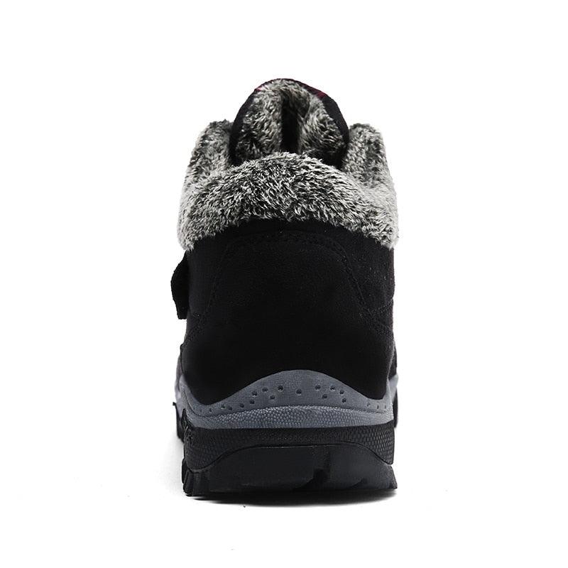 Winter Boots With Fur Warm Leather Snow Boots Mens Winter Work Casual Shoes High Top Rubber Ankle Boots Keep Warm Anti-Slip Soft Sole Warm Fur Lined Winter Ankle Booties