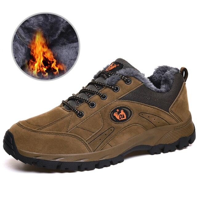 Winter Couple Outdoor Hiking Shoes Winter Warm Men's Shoe Lightweight Non-Slip Sneakers Low Top Walking Shoes For Outdoor Trailing Walking Climbing Running Shoes For Cold Weather