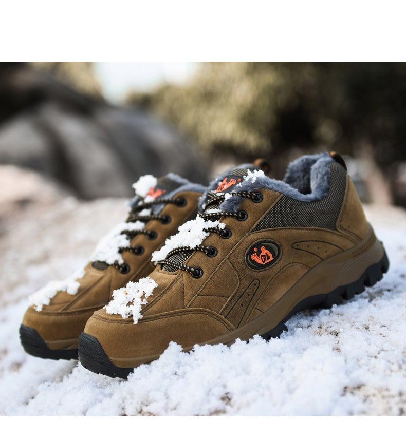 Winter Couple Outdoor Hiking Shoes Winter Warm Men's Shoe Lightweight Non-Slip Sneakers Low Top Walking Shoes For Outdoor Trailing Walking Climbing Running Shoes For Cold Weather