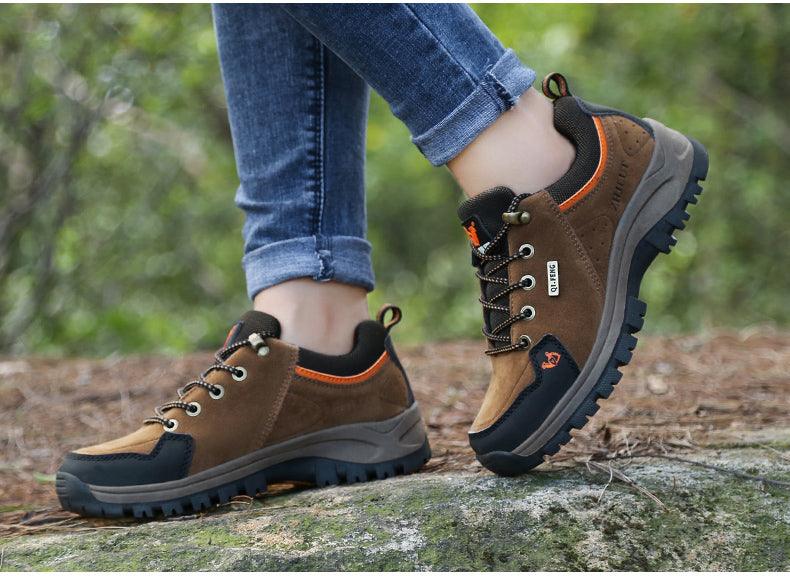 Winter Couple Warm Hiking Shoes Outdoor Sports Thick-Soled Wear-Resistant Non-Slip Low Cut Hiking Shoes Wide Breathable Slip Resistant Hiking Mountain Biking Outdoor Shoes