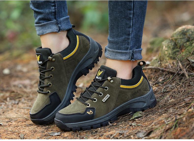 Winter Couple Warm Hiking Shoes Outdoor Sports Thick-Soled Wear-Resistant Non-Slip Low Cut Hiking Shoes Wide Breathable Slip Resistant Hiking Mountain Biking Outdoor Shoes