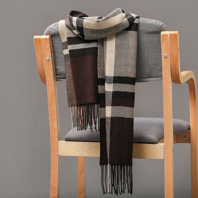 Winter Fashion Outdoor Plaid Soft Scarf Unisex Shawl Scarfs Warm Lightweight Wrap Muffler Elegant Cashmere Hijab Stylish Scarf Tassels For Women Men 185*35cm