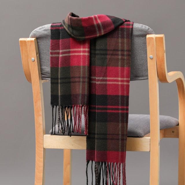 Winter Fashion Outdoor Plaid Soft Scarf Unisex Shawl Scarfs Warm Lightweight Wrap Muffler Elegant Cashmere Hijab Stylish Scarf Tassels For Women Men 185*35cm