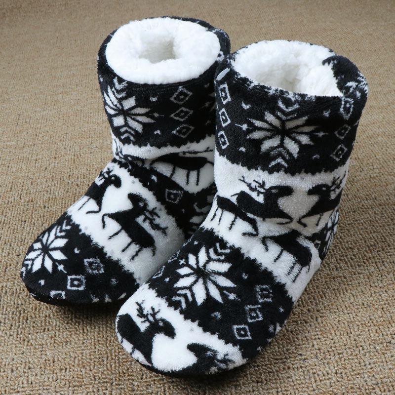 Winter Fur Slippers Women Warm House Slippers Plush Flip Flops Christmas Cotton Indoor Home Shoes Comfort Warm Fluffy Faux Fur Slipper Boots Soft Memory Foam Ankle Booties