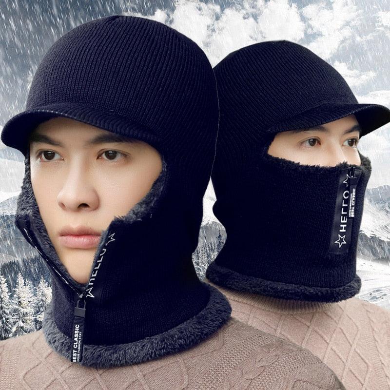 Winter Hat Skullies Beanies Hats Winter Beanies for Men Women Wool Zipper Scarf Caps Balaclava Mask Gorgas Bonnet Knitted Hat Warm Fleece Balaclava Windproof Ski Mask Cold Weather Face Mask Motorcycle Balaclava Hood Warmer Winter Sports Cap