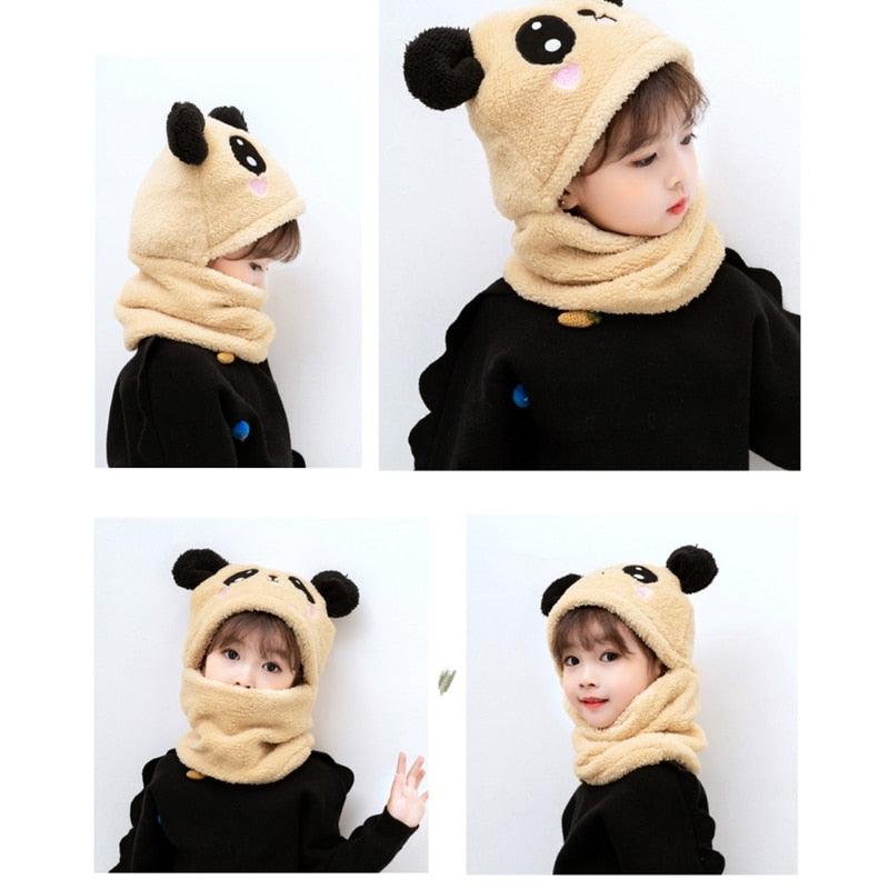 Winter Hat Warm Winter Fashion Adult Kids Winter Fuzzy Plush Balaclava Hat Cartoon Panda Rabbit Windproof Full Cover Earflap Hood Cap Neck Warmer Scarf Fleece Balaclava Hood Ski Mask Cold Weather Face Mask Neck Warmer Winter Nose Warmer