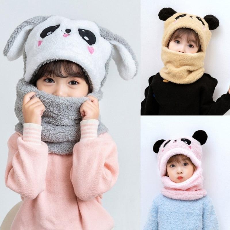 Winter Hat Warm Winter Fashion Adult Kids Winter Fuzzy Plush Balaclava Hat Cartoon Panda Rabbit Windproof Full Cover Earflap Hood Cap Neck Warmer Scarf Fleece Balaclava Hood Ski Mask Cold Weather Face Mask Neck Warmer Winter Nose Warmer