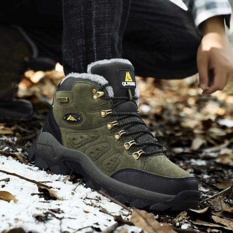 Winter Hiking Shoes Mens Boots Warm Snow Outdoor Sport Combat Boots High Top Non-slip Ankle Boots Winter Warm Outdoor Walking Lace Up Anti-Slip Breathable Ankle Booties Casual Outdoor Shoes