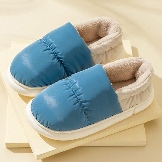 Winter House Warm Women Fur Slippers Waterproof Upper Couples Plush Shoes Home Men Fluffy Slides Warm Memory Foam House Slippers Cozy Winter Womens House Shoes Fur Indoor Outdoor Slippers