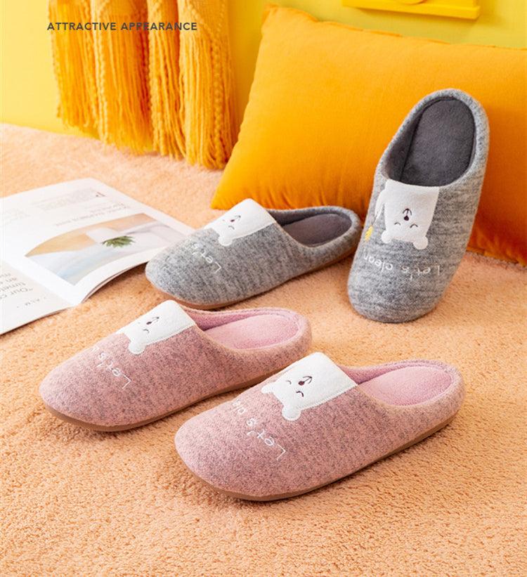 Winter House Women Fur Slippers Soft Memory Foam Sole Cute Fox Bear Bedroom Fluffy Slippers Couples Plush Shoes Comfortable Closed Toe House Slippers Shoes Anti slip Sandals Lightweight Winter Indoor Cartoon Slippers