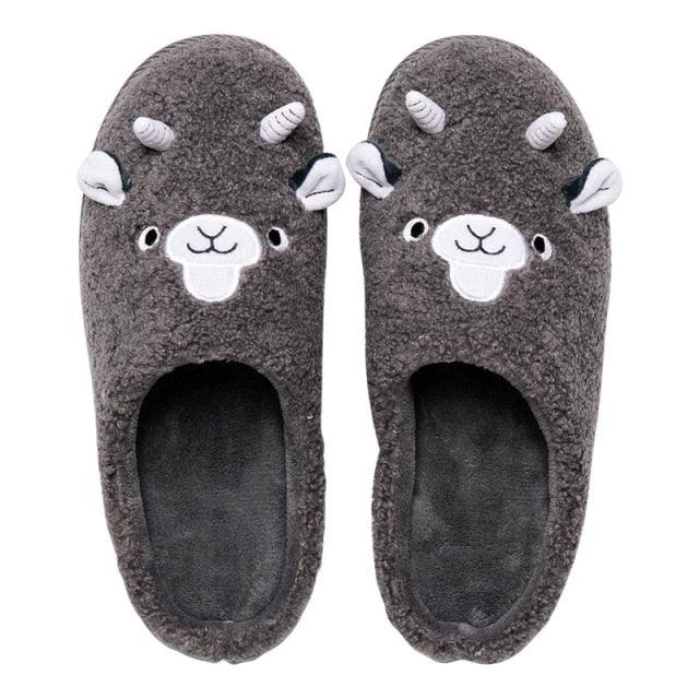 Winter House Women Fur Slippers Soft Memory Foam Sole Cute Fox Bear Bedroom Fluffy Slippers Couples Plush Shoes Comfortable Closed Toe House Slippers Shoes Anti slip Sandals Lightweight Winter Indoor Cartoon Slippers