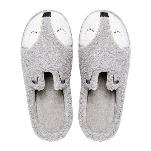 Winter House Women Fur Slippers Soft Memory Foam Sole Cute Fox Bear Bedroom Fluffy Slippers Couples Plush Shoes Comfortable Closed Toe House Slippers Shoes Anti slip Sandals Lightweight Winter Indoor Cartoon Slippers