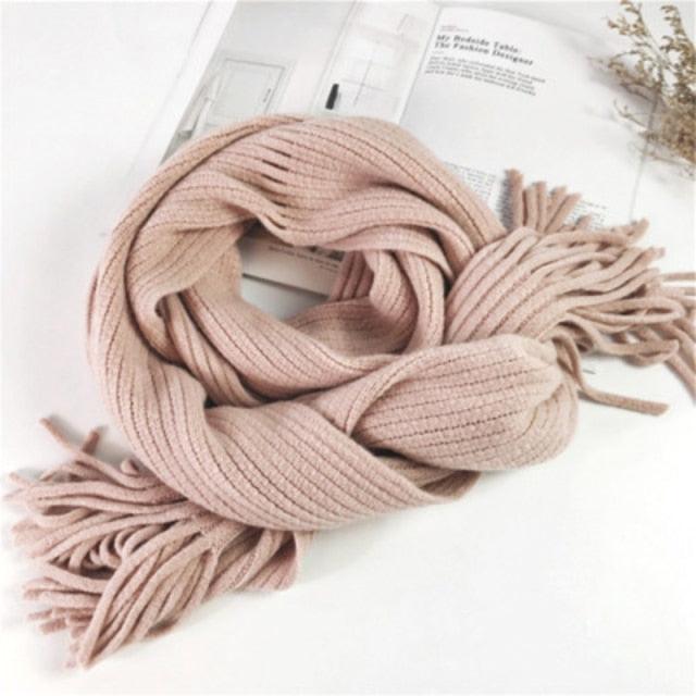 Winter Luxury New Soft Warm Wool Tassel Scarf Lightweight Striped Shawl Classic Wild Soft Simple Travel Scarves Hijab Blanket Cashmere Elegant Casual Muffler For Women