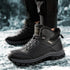 Winter Mens Boots Plush Warm Snow Boots Waterproof Outdoor Short Boots Leather Ankle Hiking Boots Mens Waterproof Outdoor Snow Boots Winter Cold Weather Shoes