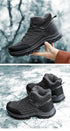 Winter Mens Boots Plush Warm Snow Boots Waterproof Outdoor Short Boots Leather Ankle Hiking Boots Mens Waterproof Outdoor Snow Boots Winter Cold Weather Shoes