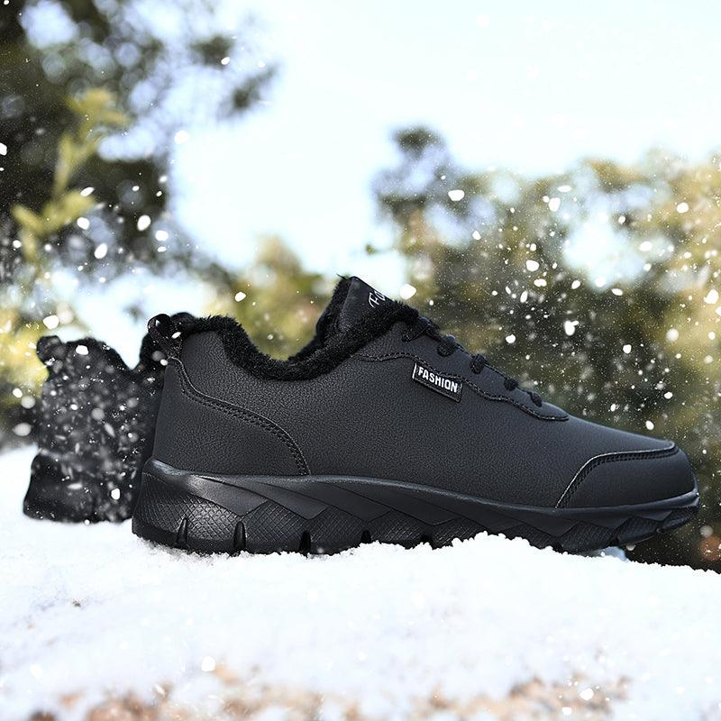 Winter Mens Casual Shoes Fur Design Sneakers Mens Lace-up Trainers Walking Shoes Leather Shoes Slip On Casual Lightweight Shoes Comfortable Warm Outdoors Walking Sneakers