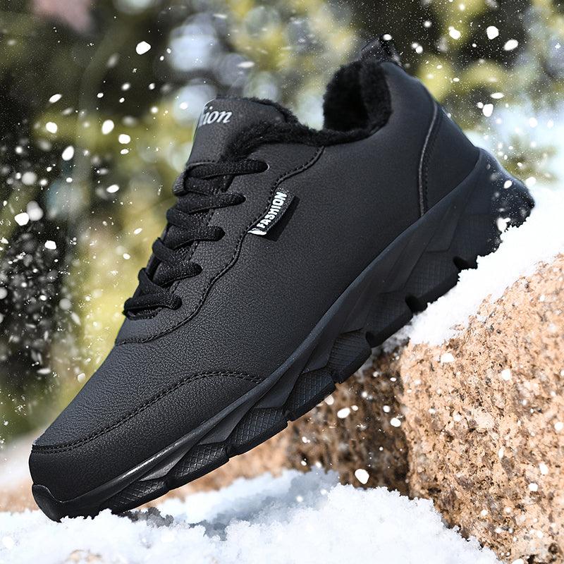 Winter Mens Casual Shoes Fur Design Sneakers Mens Lace-up Trainers Walking Shoes Leather Shoes Slip On Casual Lightweight Shoes Comfortable Warm Outdoors Walking Sneakers