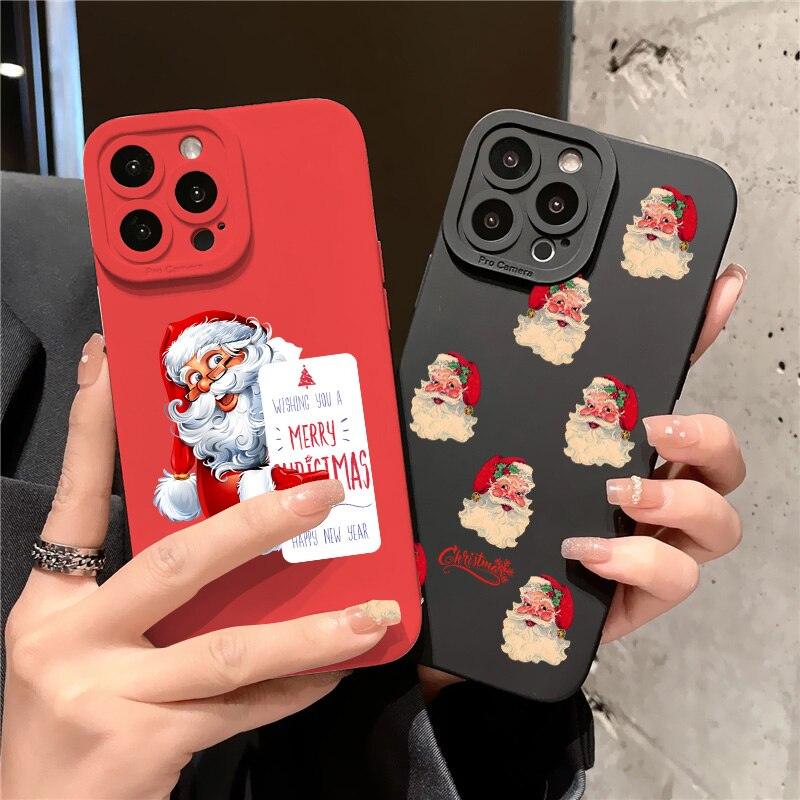 Winter Merry Christmas Case For iPhone 13 12 11 Pro Max Xr Xs X 8 7Plus Silicone Soft Cute Back Phone Cover Christmas Phone Case for Women Girls Soft Shockproof Protective Slim Case