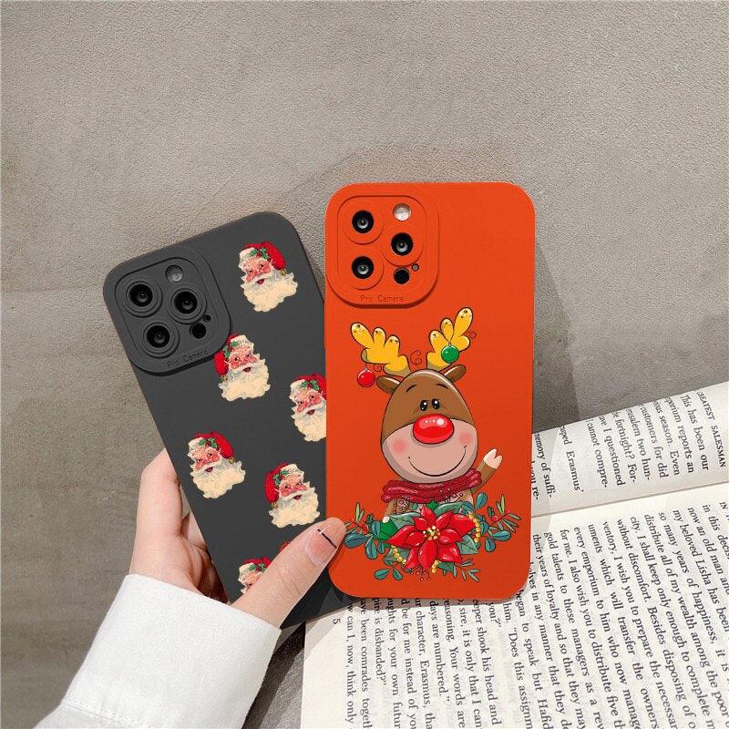 Winter Merry Christmas Case For iPhone 13 12 11 Pro Max Xr Xs X 8 7Plus Silicone Soft Cute Back Phone Cover Christmas Phone Case for Women Girls Soft Shockproof Protective Slim Case